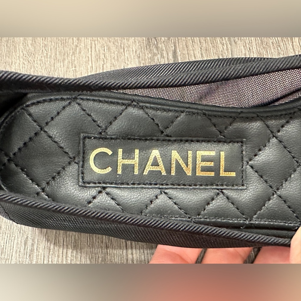2025 CHANEL BLACK MESH BALLET FLATS BALLERINA SHOES 37 NEW - Picture 7 of 16